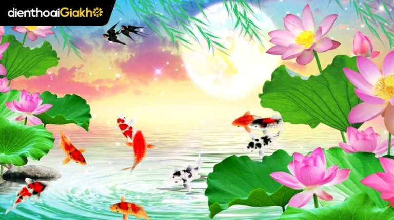 99+ Hình Nền Cá Chép Hoa Sen Full HD 4K Tuyệt Đẹp 2026